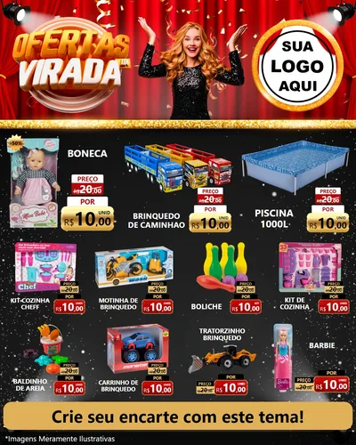 Modelo de Rede Social para Feed Instagram com o tema Ofertas da Virada para Brinquedos