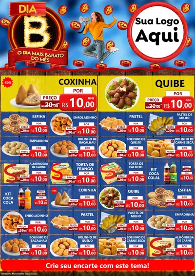 Modelo de Encarte para Encarte A4 Vertical com o tema Dia B - O Dia Mais Barato Do Mês para Salgadaria