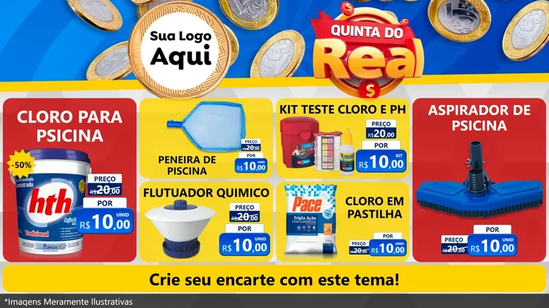 Modelo de TV para TV Horizontal com o tema Quinta do Real para Produtos para Piscina