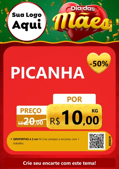 Modelo de Cartaz para Cartaz A4 Vertical com o tema Dia das Mães para Açougue