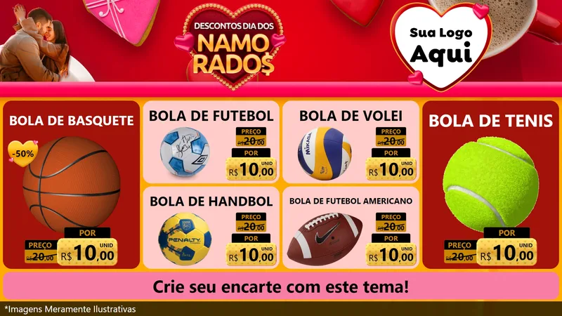 Modelo de TV para TV Horizontal com o tema Descontos Dia dos Namorados para Artigos Esportivos