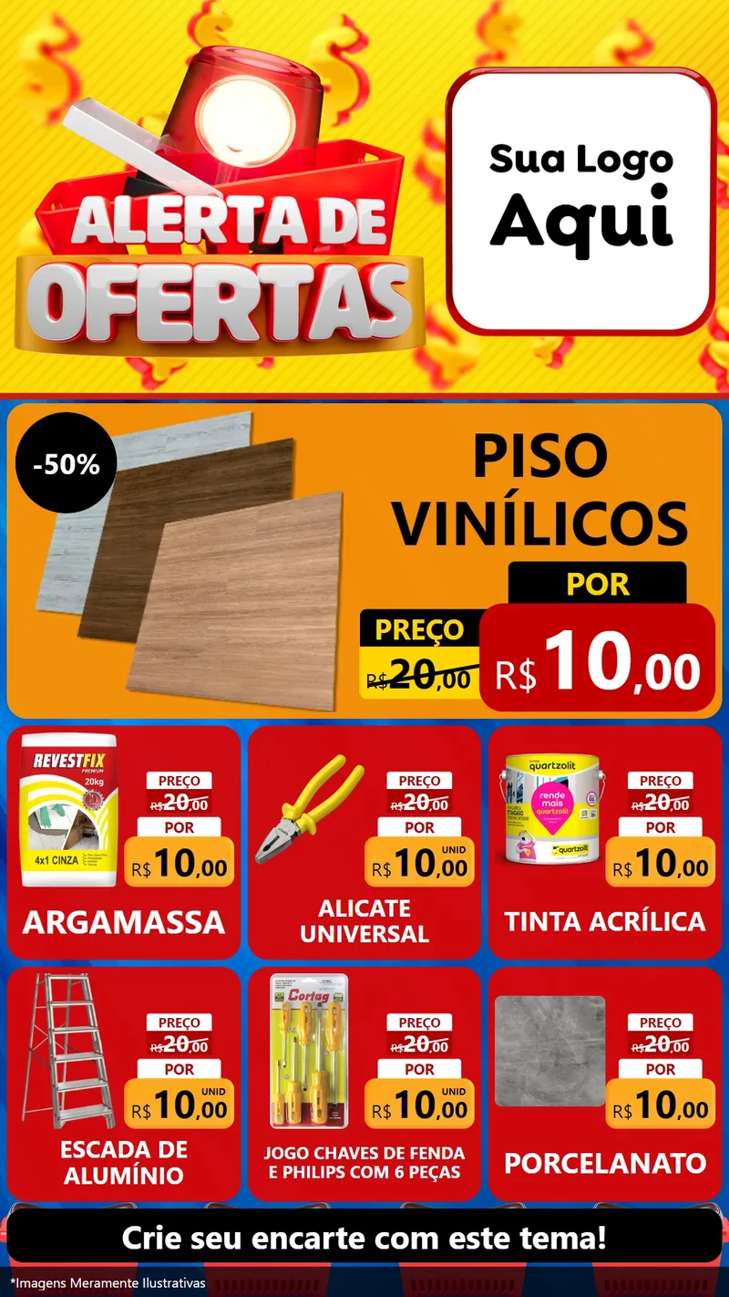 Modelo de Rede Social para Stories com o tema Alerta de Ofertas para Material para Construção