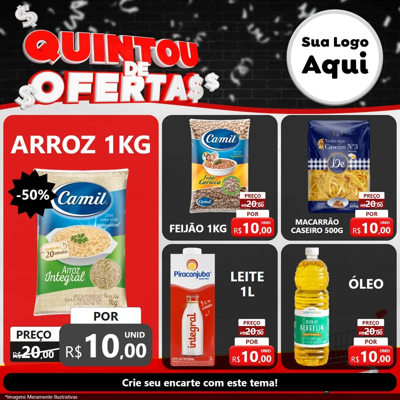 Modelo de Rede Social para Feed Facebook com o tema Quintou de Ofertas para Supermercado
