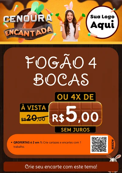 Modelo de Cartaz para Cartaz A4 Vertical com o tema Cenoura Encantada - Páscoa para Móveis e Eletro