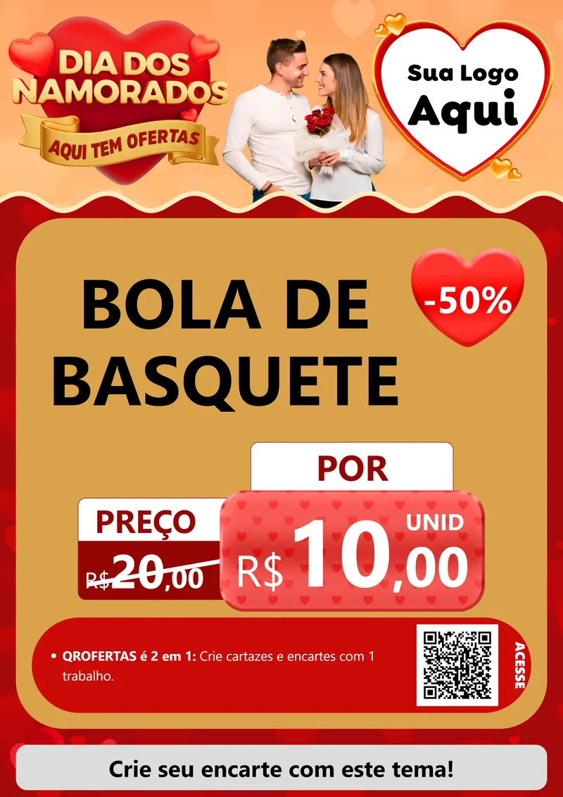 Modelo de Cartaz para Cartaz A4 Vertical com o tema Dia dos Namorados - Aqui Tem Ofertas para Artigos Esportivos