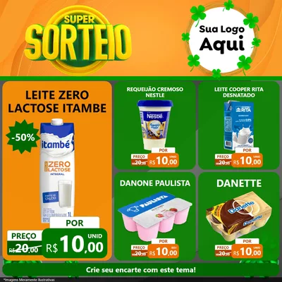 Modelo de Rede Social para Feed Facebook com o tema Super Sorteio para Frios e Laticínios