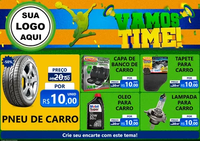 Modelo de Encarte para Encarte A4 Horizontal com o tema Vamos Time! para Auto peças