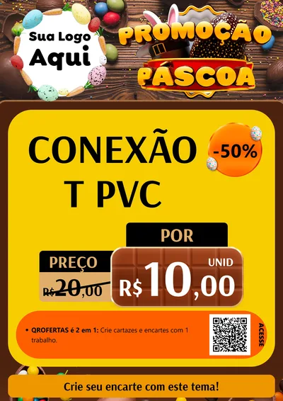 Modelo de Cartaz para Cartaz A4 Vertical com o tema Promoção Páscoa para Tubos e conexões