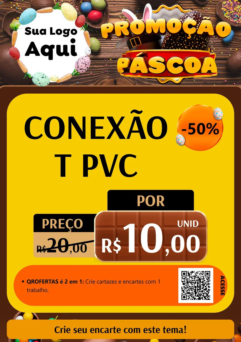 Modelo de Cartaz para Cartaz A4 Vertical com o tema Promoção Páscoa para Tubos e conexões