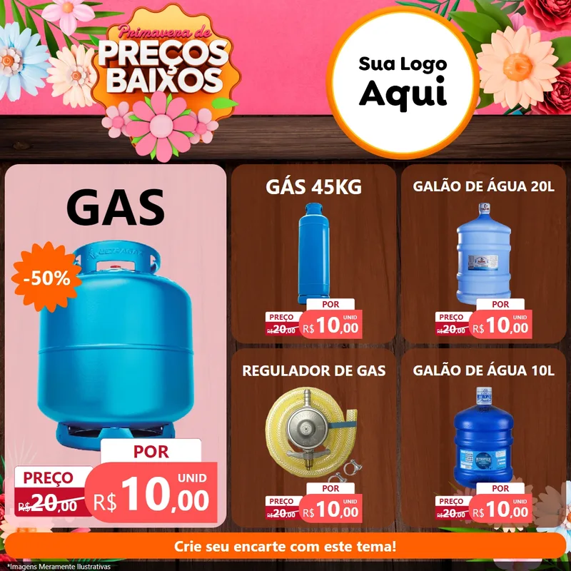 Modelo de Rede Social para Feed Facebook com o tema Primavera de Preços Baixos para Água e gás