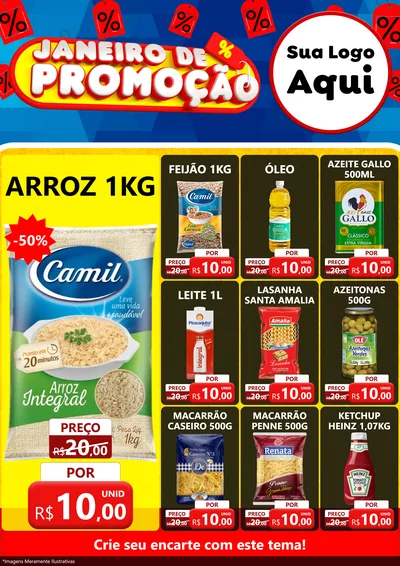 Modelo de Encarte para Encarte A4 Vertical com o tema Janeiro de Promoção para Supermercado