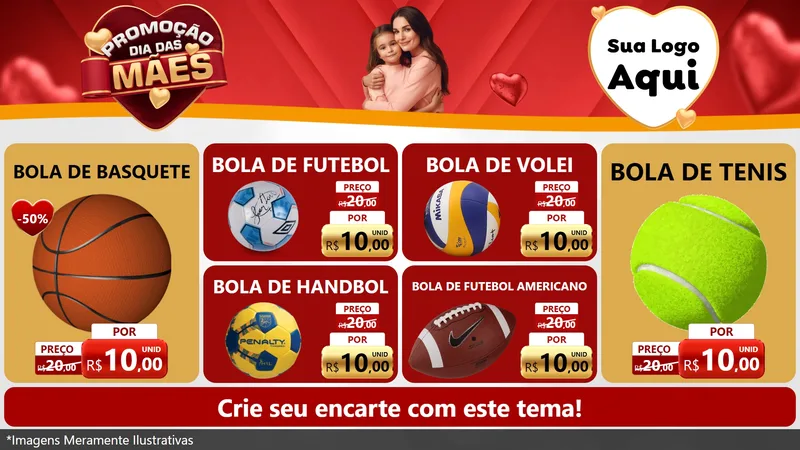 Modelo de TV para TV Horizontal com o tema Promoção Dia das Mães para Artigos Esportivos