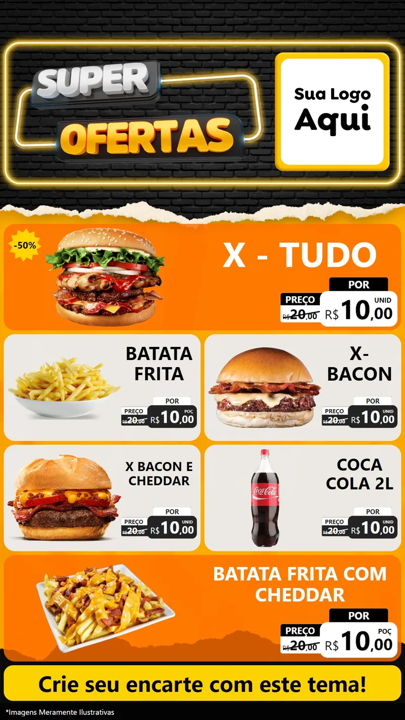 Modelo de TV para TV Vertical com o tema Super Ofertas para Hamburgueria
