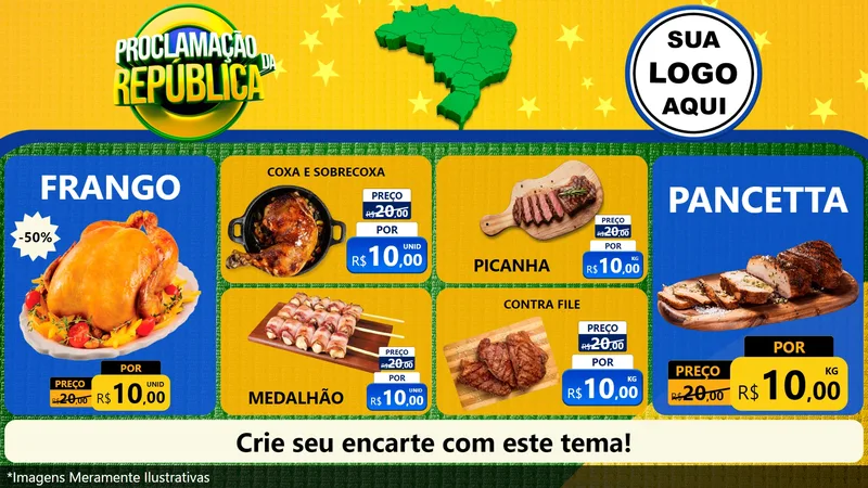 Modelo de TV para TV Horizontal com o tema Proclamação da República para Assados