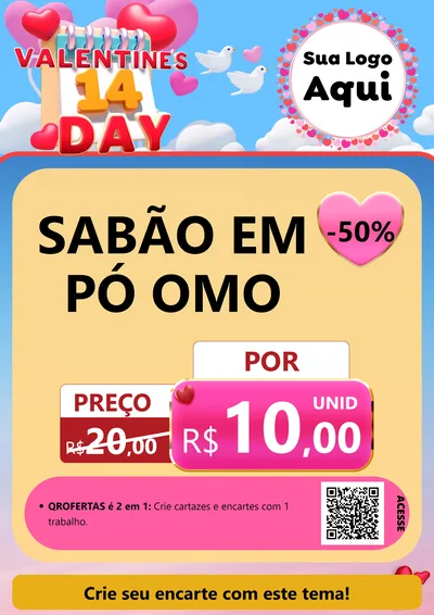Modelo de Cartaz para Cartaz A4 Vertical com o tema Valentine's Day para Produtos de Limpeza