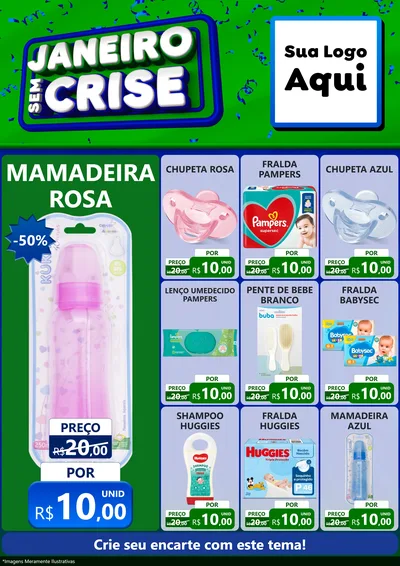 Modelo de Encarte para Encarte A4 Vertical com o tema Janeiro Sem Crise para Bebês