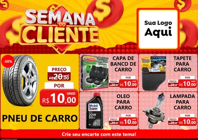Modelo de Encarte para Encarte A4 Horizontal com o tema Semana do Cliente para Auto peças