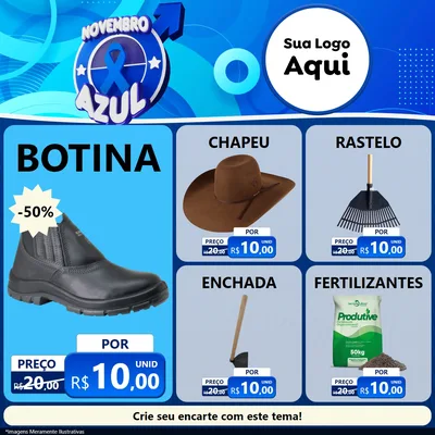 Modelo de Rede Social para Feed Facebook com o tema Novembro Azul para Agropecuária
