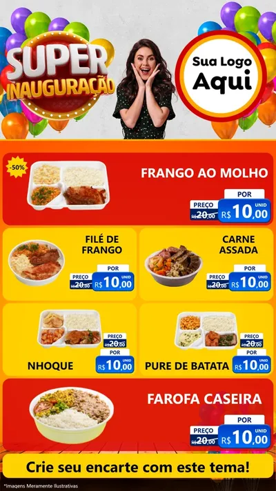 Modelo de TV para TV Vertical com o tema Super Inauguração para Restaurante