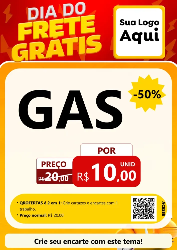 Modelo de Cartaz para Cartaz A4 Vertical com o tema Dia do Frete Grátis para Água e gás