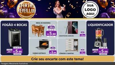 Modelo de TV para TV Horizontal com o tema Ofertas de Réveillon para Móveis e Eletro