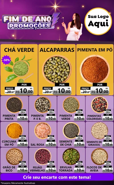 Modelo de Encarte para Encarte Grande com o tema Fim de Ano Promoções para Produtos Naturais