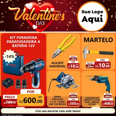 Modelo de Rede Social para Feed Facebook com o tema Valentine's Day para Maquinas e Ferramentas