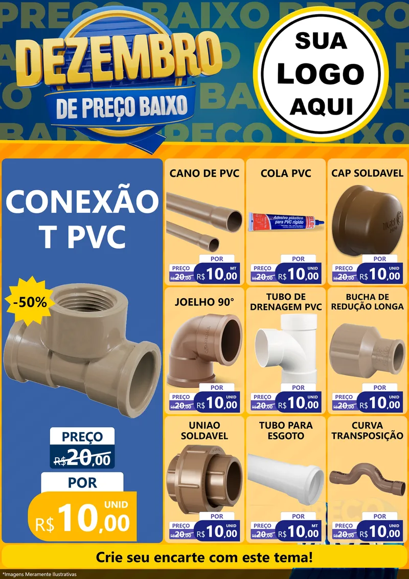 Modelo de Encarte para Encarte A4 Vertical com o tema Dezembro de Preço Baixo para Tubos e conexões