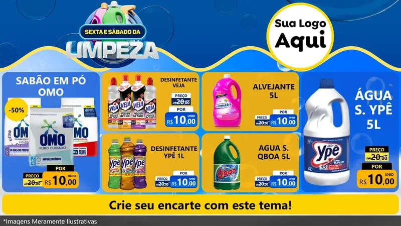 Modelo de TV para TV Horizontal com o tema Sexta e Sábado da Limpeza para Produtos de Limpeza