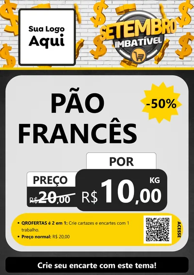 Modelo de Cartaz para Cartaz A4 Vertical com o tema Setembro Imbatível para Padaria