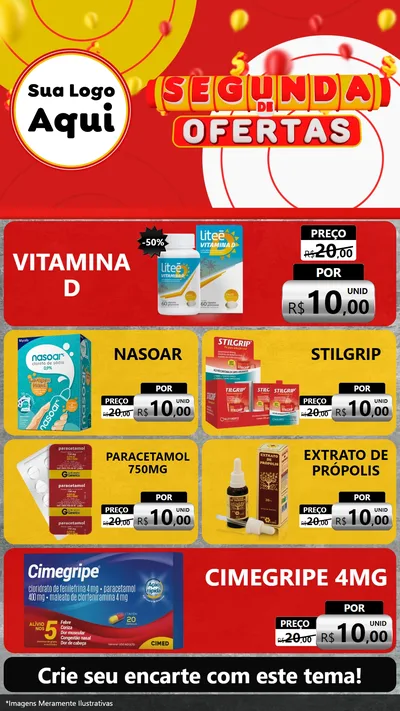 Modelo de TV para TV Vertical com o tema Segunda de Ofertas para Farmácia