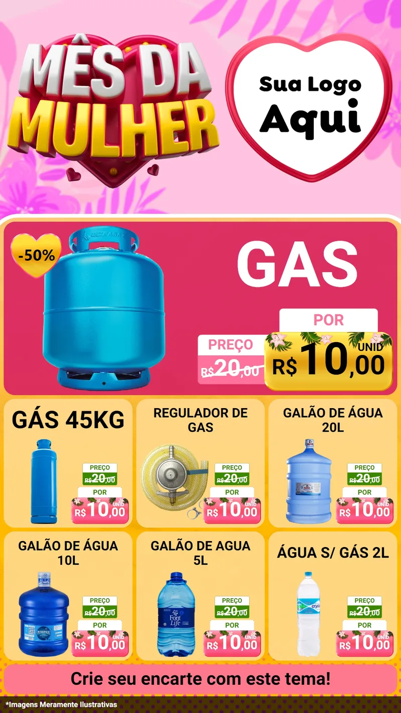Modelo de Rede Social para Stories com o tema Mês da Mulher para Água e gás