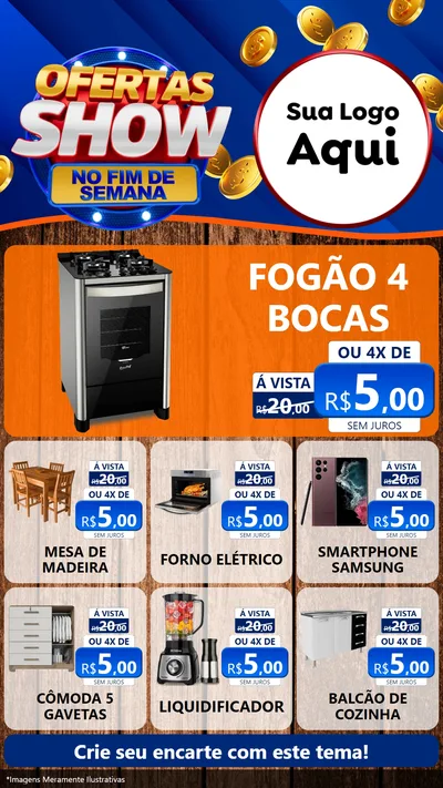 Modelo de Rede Social para Stories com o tema Ofertas Show No Fim De Semana para Móveis e Eletro