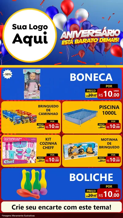 Modelo de TV para TV Vertical com o tema Aniversário para Brinquedos