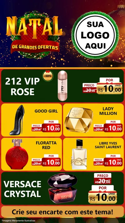 Modelo de TV para TV Vertical com o tema Natal de Grandes Ofertas para Perfumes
