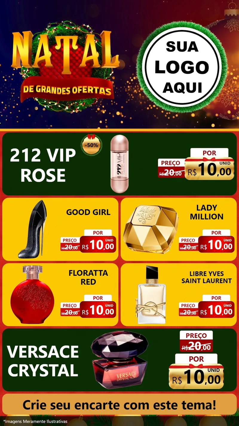 Modelo de TV para TV Vertical com o tema Natal de Grandes Ofertas para Perfumes