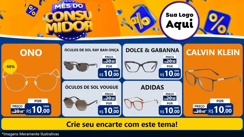 Modelo de TV para TV Horizontal com o tema Mês do Consumidor para Óticas