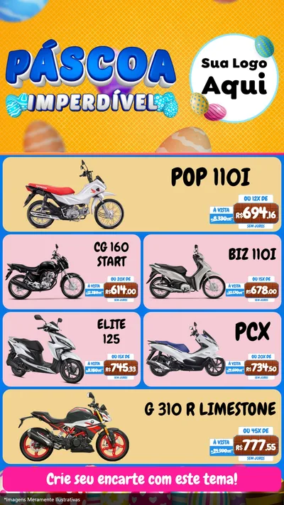 Modelo de TV para TV Vertical com o tema Páscoa Imperdível para Concessionaria de Motos