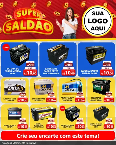 Modelo de Rede Social para Feed Instagram com o tema Super Saldão para Baterias Elétricas