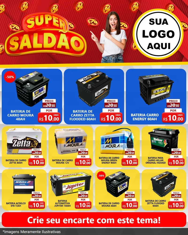 Modelo de Rede Social para Feed Instagram com o tema Super Saldão para Baterias Elétricas