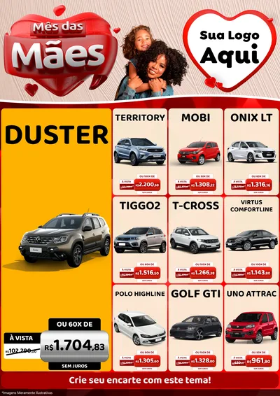 Modelo de Encarte para Encarte A4 Vertical com o tema Mês das Mães para Concessionaria de Carros