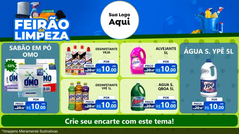 Modelo de TV para TV Horizontal com o tema Feirão da Limpeza para Produtos de Limpeza