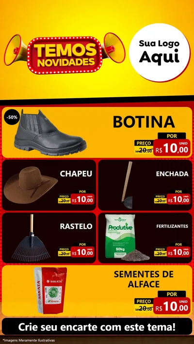 Modelo de TV para TV Vertical com o tema Temos Novidades para Agropecuária