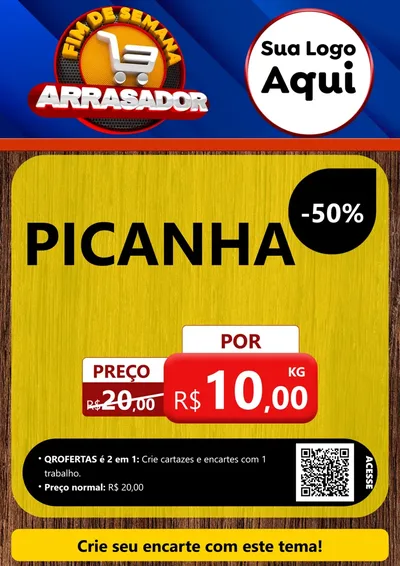 Modelo de Cartaz para Cartaz A4 Vertical com o tema Fim De Semana Arrasador para Açougue