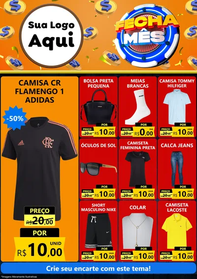 Modelo de Encarte para Encarte A4 Vertical com o tema Fecha Mês para Roupas e acessórios