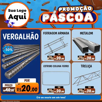 Modelo de Rede Social para Feed Facebook com o tema Promoção Páscoa para Ferragens
