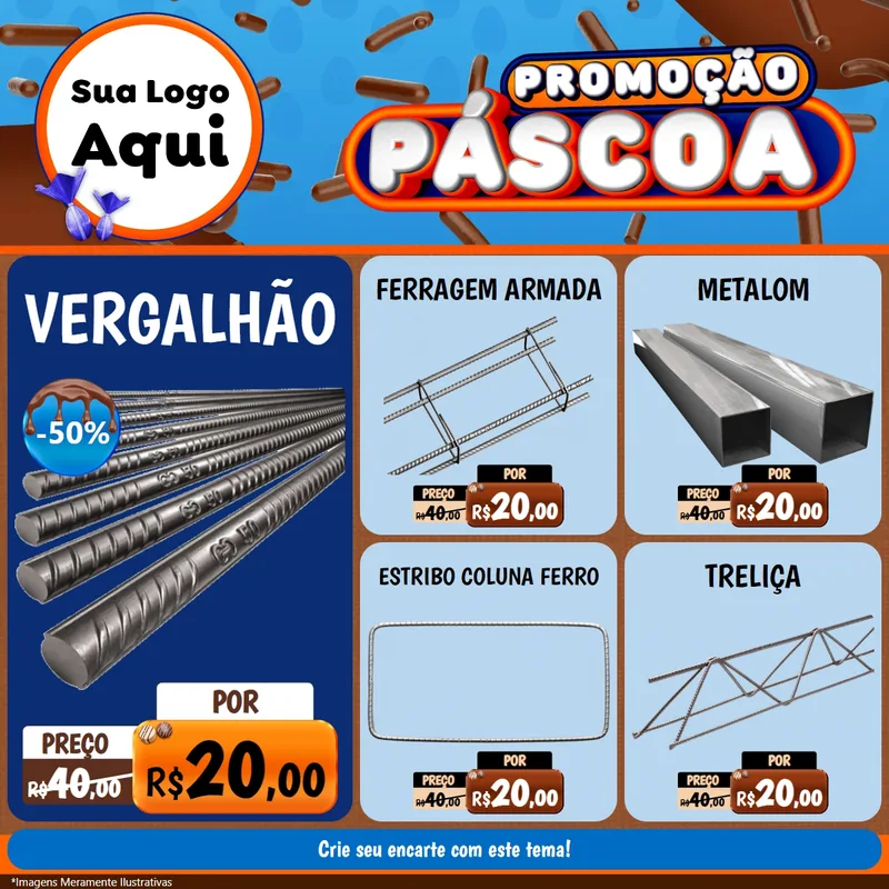 Modelo de Rede Social para Feed Facebook com o tema Promoção Páscoa para Ferragens
