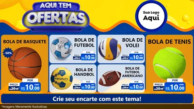 Modelo de TV para TV Horizontal com o tema Aqui Tem Ofertas para Artigos Esportivos