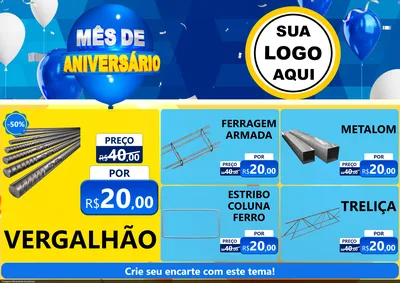 Modelo de Encarte para Encarte A4 Horizontal com o tema Mês de Aniversário para Ferragens