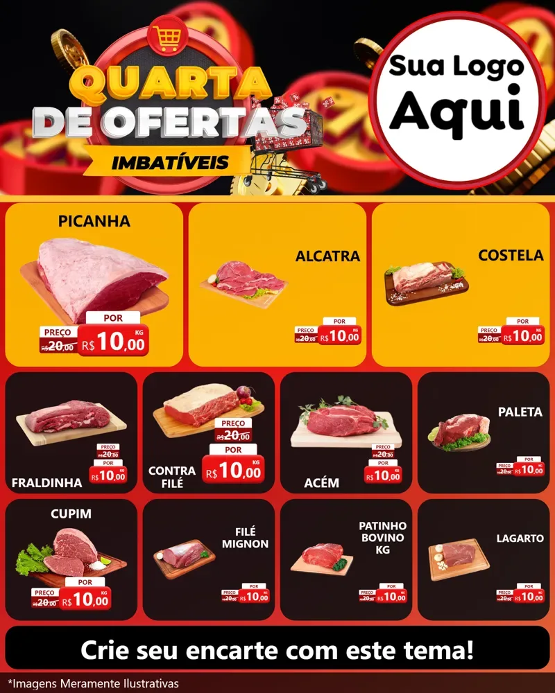 Modelo de Rede Social para Feed Instagram com o tema Quarta de Ofertas Imbatíveis para Açougue